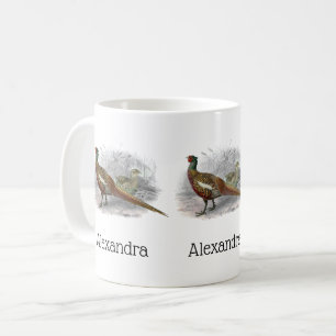 Mug Jeu de faisan vintage Couleur de dessin d'oiseau #