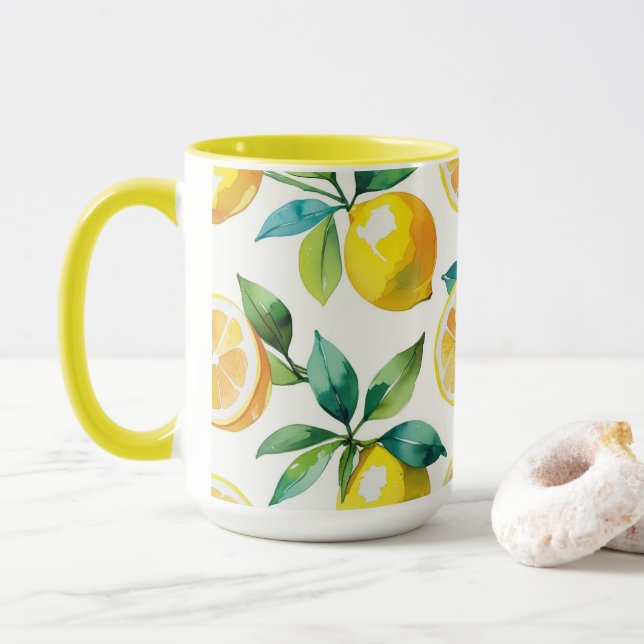 Mug Jeu de mariée bleu citron moderne (Avec donut)