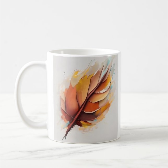 Mug Jeu De Peintures Feuilles Modernes Abstraites, Feu (Gauche)