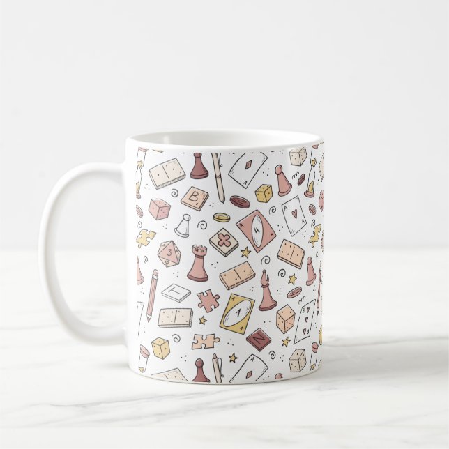 Mug Jeu de plateau classique main tiré Motif sans cout (Gauche)