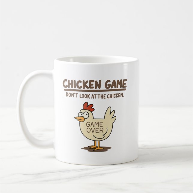 Mug Jeu drôle de poulet Ne regardez pas le mème de pou (Gauche)