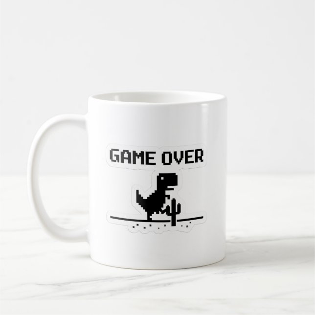 Mug Jeu drôle terminé Pixel Dinosaure Pas d'Internet  (Gauche)