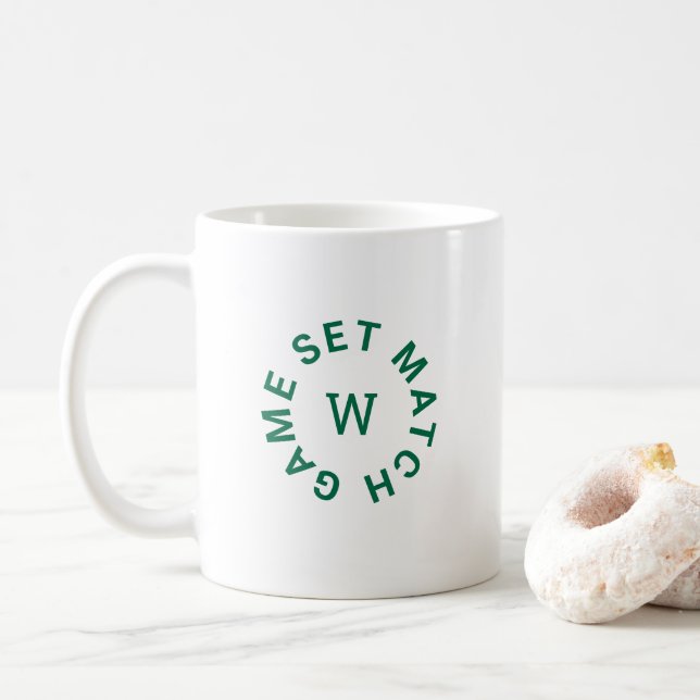 Mug Jeu Set Match Monogramme Vert Tennis (Avec donut)