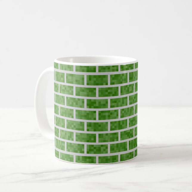 Mug Jeu vidéo vert 8 bits Look Motif de briques (Devant gauche)