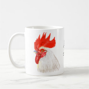 Mug Jeune coq blanc de coq avec votre texte fait sur