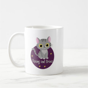 Mug Jeune et courageux Kawaii mignon chat gris sourian