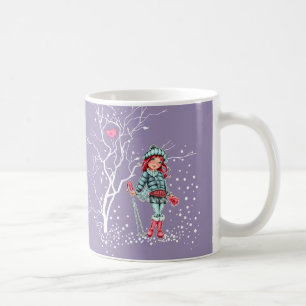 Mug Jeune fille skieuse   Nom personnalisé Cadeau de 