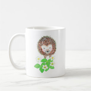 Mug Jeune Hérisson et Fleurs de fraises sauvages
