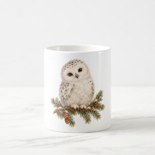 Mug Jeune Hibou Blanc dans un Sapin