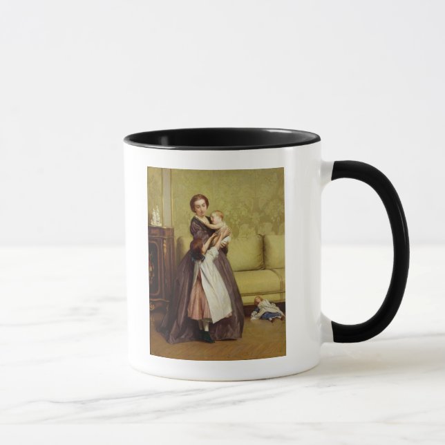 Mug Jeune mère avec ses enfants dans un salon (Droite)