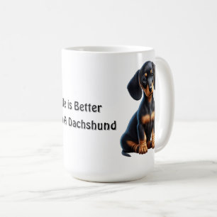 Mug Jeune teckel assis et regardant avec innocence