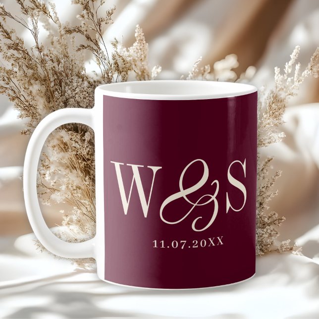Mug Jeunes mariés élégants marron initial (Créateur téléchargé)