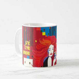 Mug JEUX ANNIVERSAIRE ! Belle femme de mode POP-ART