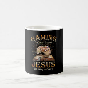 Mug Jeux vidéo dans mes veines, Jésus dans mon cœur
