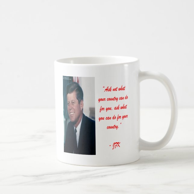 Mug JFK & Citation de Ne Pas Demander (Droite)