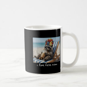 Mug J'habite ici maintenant drôle de raton laveur buva