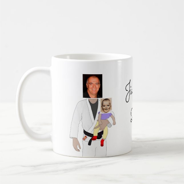 Mug Jiu Jitsu Papa photos personnalisées et texte manu (Gauche)