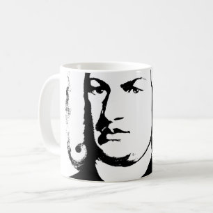 Mug Johann Sebastian Bach abstrakt in Schwarz und weiß