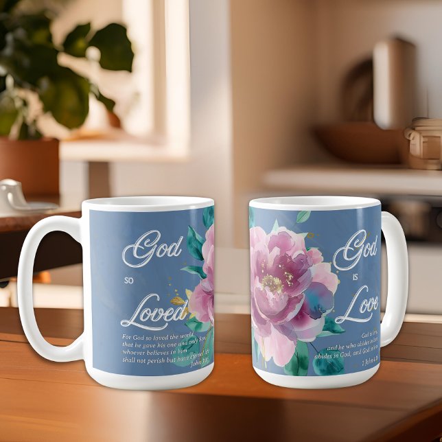 Mug John 3 16 Aquarelle rose Floral Christian (Créateur téléchargé)