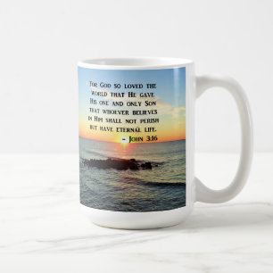 MUG JOHN 3:16 SUNRISE SUR LA PHOTO DE L'OCÉAN
