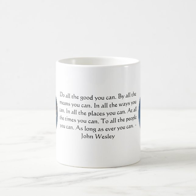 Mug John Wesley Citation Vivante Avec Ciel Bleu Nuages (Centre)