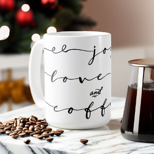 Mug Joie, amour et café Élégant Jour férié d'écritur