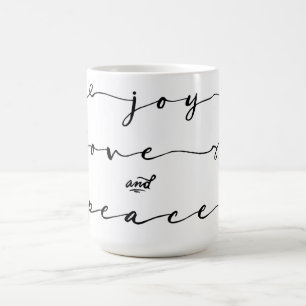 Mug Joie, amour et paix Élégante écriture de vacance