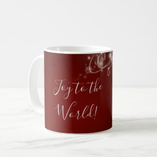Mug Joie au monde avec des flocons de neige blancs sur