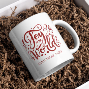 Mug Joie au monde Elégant Red Script Christian