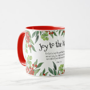 Mug Joie au monde Jean 3:16 Foi rouge Noël