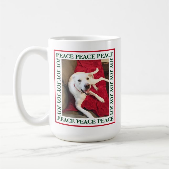 Mug Joie de paix chien blanc mignon et souriant 1 Phot (Gauche)