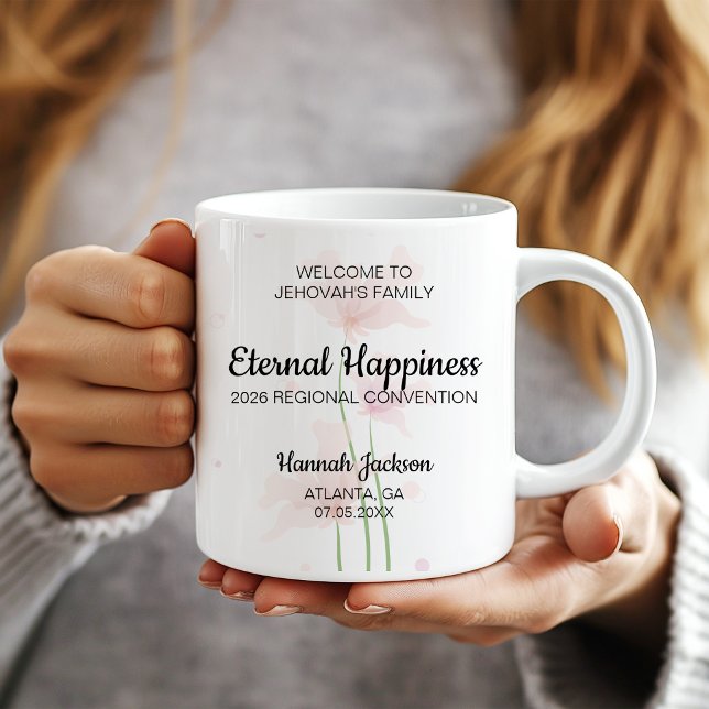 Mug Joie Éternelle Baptême JW avec Fleurs Roses (Créateur téléchargé)