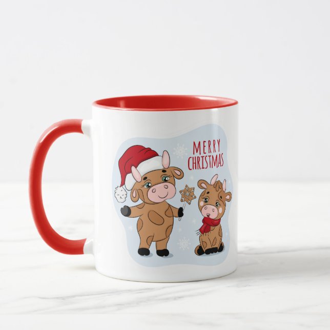 Mug Joie Joie Vaches de Noël Festive Moderne (Gauche)