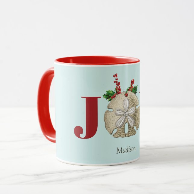 Mug Joie Noël Sable Dollar Holly Berries Côte (Devant gauche)