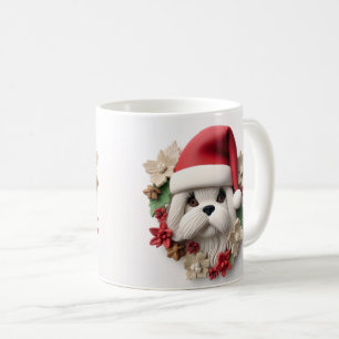 Mug Joli 3-D Shih-tzu Chien Enveloppement de Noël