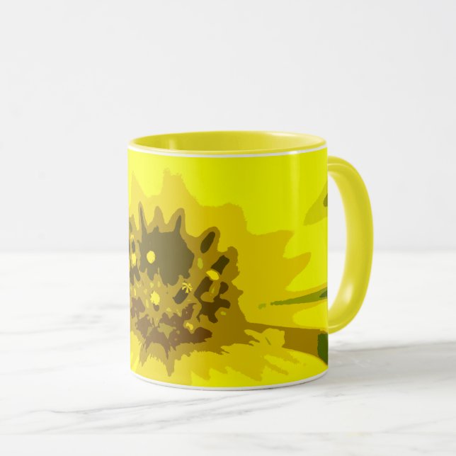 Mug Joli Abstrait Vivid Fleur de marguerite Jaune (Devant droit)