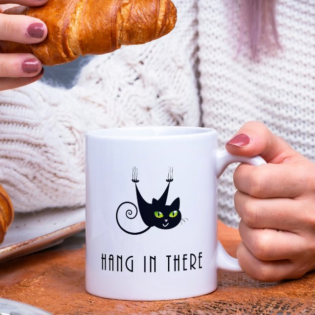 Mug Joli accrocher là-dedans accroché noir chat yeux v (Créateur téléchargé)