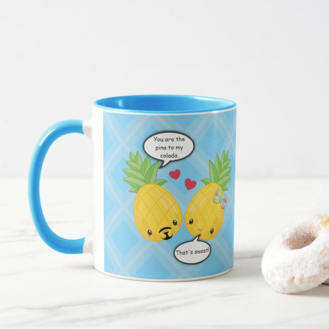 Mug Joli ananas Tropical Pina Colada Romantique (Avec donut)