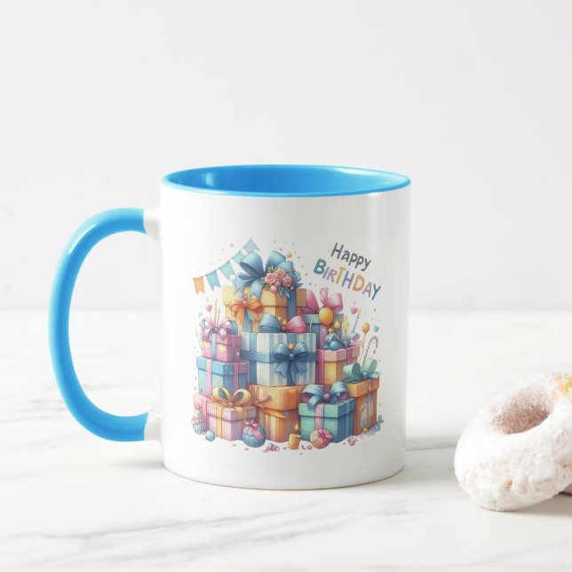 Mug Joli anniversaire ajouter monogramme (Avec donut)