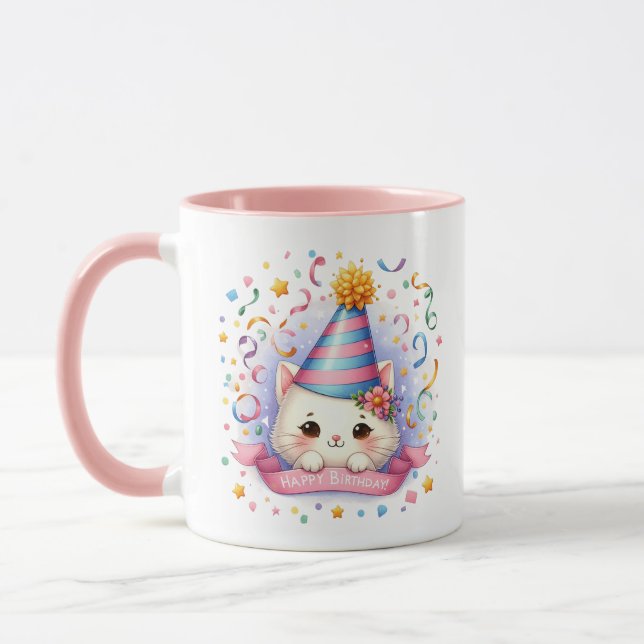 Mug Joli Anniversaire ajouter nom chat (Gauche)