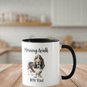 Mug Joli aquarelle Basset Brun Personnaliser