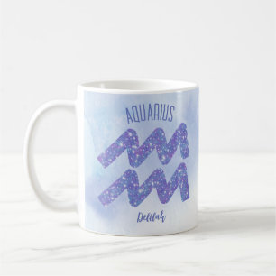 Mug Joli Aquarius Astrologie Signal Personnalisé Viole
