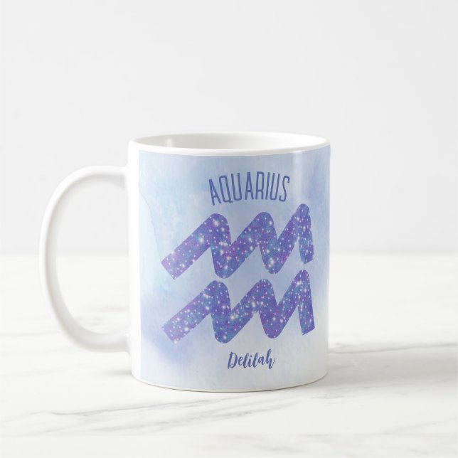 Mug Joli Aquarius Astrologie Signal Personnalisé Viole (Gauche)