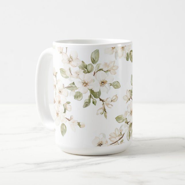 Mug Joli arbre à fleurs crème  (Devant gauche)