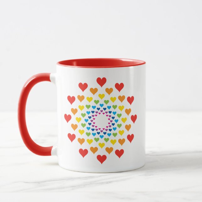 Mug Joli arc-en-ciel des Coeurs (Gauche)