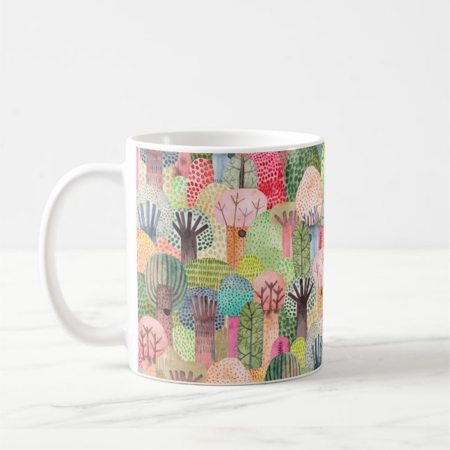 Mug Joli arrière - plan d'aquarelle. Marée forestière  (Gauche)