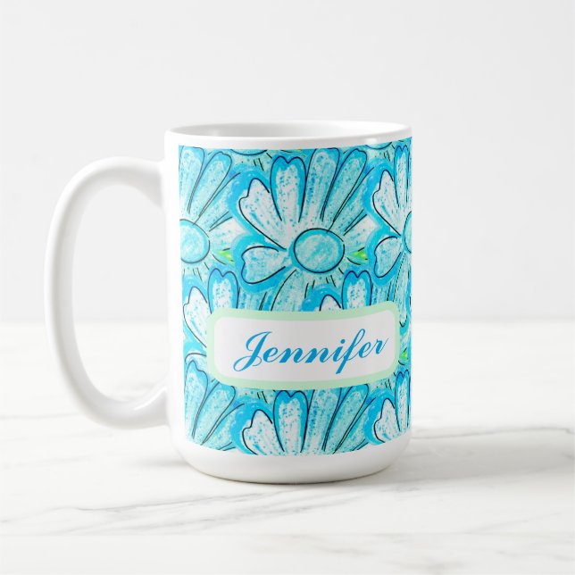 Mug Joli Art Fleur Bleu (Gauche)