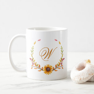 Mug Joli automne Bouquet de tournesol jaune Monogramme