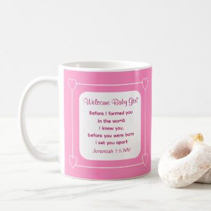 Mug Joli Baby shower Bible Verse Barré Parti rose