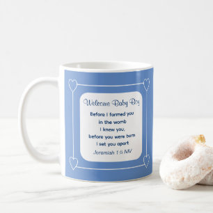Mug Joli Baby shower Bible Verse Bleu rayé
